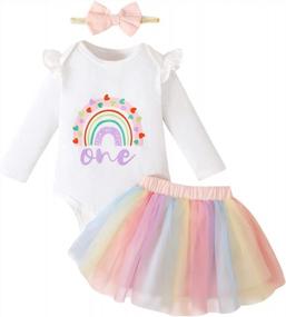 img 4 attached to Boho Rainbow Tutu Set For Baby Girls' First Birthday Cake Smash And Photoshoot