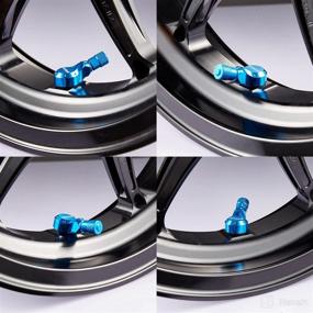 img 3 attached to 🔵 Acteam 110 Degree CNC Motorcycle Wheel Valve Stems - High-Quality Aluminum Oblique Angle Tire Stems for Harley Davidson, BMW, Honda, Kawasaki, Suzuki, Yamaha, Triumph Bikes - Blue, 1 Pair