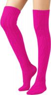 удлиненные вязаные носки до бедра с длинными косами для женщин - зимние чулки и гетры от sherrydc логотип