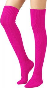 img 4 attached to Extra Long Cable Knit Thigh High Boot Socks For Women - Winter Stockings And Leg Warmers By SherryDC