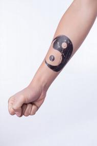 img 3 attached to Black And White Yin Yang TaiChi Temporary Tattoo Stickers For Arms, Legs, And Neck