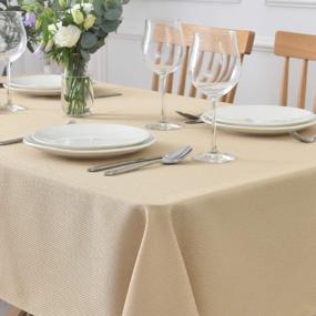 img 3 attached to Maxmill Textured Rectangle Tablecloth Water Resistant Wrinkle Free Spill-Proof, Soft Jacquard Table Cloth For Buffet Banquet Parties Event Holiday Dinner, Indoor And Outdoor Use, 60 X 84 Inch Beige
