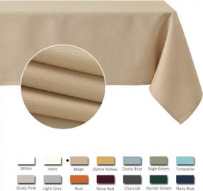 img 2 attached to Maxmill Textured Rectangle Tablecloth Water Resistant Wrinkle Free Spill-Proof, Soft Jacquard Table Cloth For Buffet Banquet Parties Event Holiday Dinner, Indoor And Outdoor Use, 60 X 84 Inch Beige