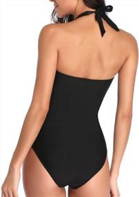 img 3 attached to Flattering Vintage One Piece Swimsuit With Tummy Control And Halter Design For Women