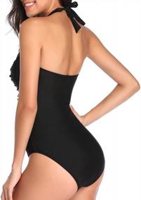 img 1 attached to Flattering Vintage One Piece Swimsuit With Tummy Control And Halter Design For Women