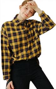 img 2 attached to Stay Chic And Comfortable With Minibee'S Plaid Cotton Blouses: Perfect For Casual Wear And Formal Occasions