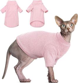 img 4 attached to DENTRUN Sphynx Hairless Cats Shirt: Pullover Kitten T-Shirts with Sleeves - Breathable Cat Wear Turtleneck Sweater. Adorable Hairless Cat's Clothes Vest Pajamas Jumpsuit for All Season