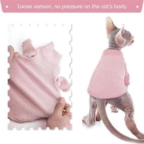 img 3 attached to DENTRUN Sphynx Hairless Cats Shirt: Pullover Kitten T-Shirts with Sleeves - Breathable Cat Wear Turtleneck Sweater. Adorable Hairless Cat's Clothes Vest Pajamas Jumpsuit for All Season