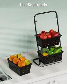 img 2 attached to 3-х уровневая подставка для корзины с фруктами, подставка для хранения фруктов на столешнице Packism со съемной пластиковой корзиной для фруктов, овощей, закусок, картофеля, подставка для напольной корзины для кухни, ванной комнаты, черная