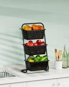 img 3 attached to 3-х уровневая подставка для корзины с фруктами, подставка для хранения фруктов на столешнице Packism со съемной пластиковой корзиной для фруктов, овощей, закусок, картофеля, подставка для напольной корзины для кухни, ванной комнаты, черная