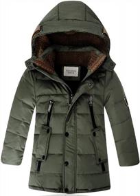 img 4 attached to Warm Winter Protection For Big Boys: LISUEYNE Mid-Long Hooded Down Puffer Jacket