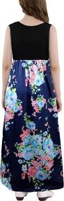 img 3 attached to 🌸 Bohemian FlowerB Long Girls' Clothing - Sleeveless Timeshow Stitched Dresses