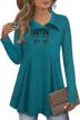 furnex women's long sleeve button down tunic tops lapel pullover tunics sweatshirt logo