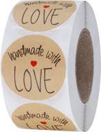 500 крафт-наклеек ручной работы с любовью и красным сердцем для упаковки выпечки для малого бизнеса - 1,5 дюйма (тип 1) логотип