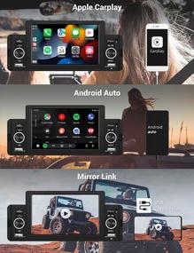 img 3 attached to Автомобильная стереосистема Single Din с Apple Carplay, Android Auto Bluetooth Handsfree Call Mirror Link, 5-дюймовый сенсорный экран USB FM-аудиоприемник + резервная камера Беспроводной пульт дистанционного управления Головное устройство