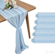 👶 beddeb 5 pack baby blue 10ft chiffon table runner: elegant sheer décor for wedding, birthday and baby shower celebrations логотип