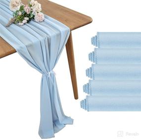 img 4 attached to 👶 BEDDEB 5 Pack Baby Blue 10Ft Chiffon Table Runner: Elegant Sheer Décor for Wedding, Birthday and Baby Shower Celebrations