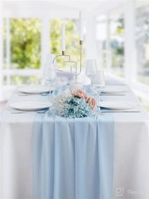 img 3 attached to 👶 BEDDEB 5 Pack Baby Blue 10Ft Chiffon Table Runner: Elegant Sheer Décor for Wedding, Birthday and Baby Shower Celebrations