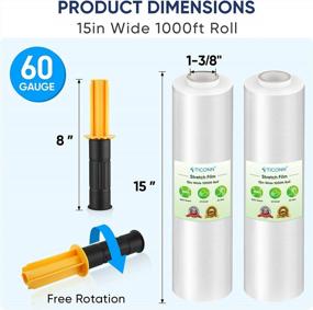 img 3 attached to Industrial Strength Clear Plastic Wrap Rolls With Handles - 4 Pack Of TICONN 1000Ft Stretch Film At 60 Gauge And 15 Inches Wide For Pallet Wrapping, Shipping And Surface Protection