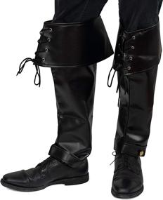 img 4 attached to Skeleteen Faux Leather Pirate Boots - Over The Shoe Black Costume Boots Accessories With Cuffs And Laces For Medieval And Renaissance Costumes For Adults And Children