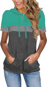 img 4 attached to Women'S Summer Tops - Stylish Casual Tees, Hoodies & Blouses In Trendy Tunics For Women (Cyan Grey X-Large)