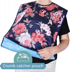 img 1 attached to 3 Pack Adult Bibs With Crumb Catcher: Washable & Reusable Clothing Protectors For Elderly Women - Celley