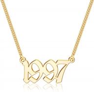 персонализированное ожерелье года рождения - позолоченная подвеска 18k со староанглийским шрифтом для подарков на годовщину и день рождения женщин с 1970 по 2021 год логотип