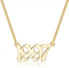 img 4 attached to Персонализированное ожерелье года рождения - позолоченная подвеска 18K со староанглийским шрифтом для подарков на годовщину и день рождения женщин с 1970 по 2021 год