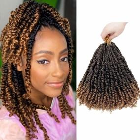img 4 attached to Pre-Twisted Passion Twist Hair, 8 Packs Of 10-Inch Short Crochet Hair In Ombre Brown Tones For Black Women - Bohemian Hair Extensions With A Passion Twist Braiding Style (Color: T30)