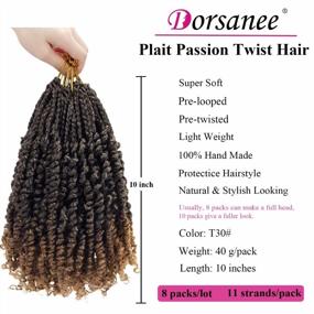 img 2 attached to Pre-Twisted Passion Twist Hair, 8 Packs Of 10-Inch Short Crochet Hair In Ombre Brown Tones For Black Women - Bohemian Hair Extensions With A Passion Twist Braiding Style (Color: T30)