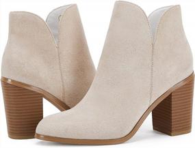 img 1 attached to Women'S Snakeskin Ankle Boots With V-Cut, Side Zipper, And Chunky Stacked Heel - LAICIGO Fashion Shoes