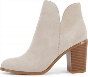 img 3 attached to Women'S Snakeskin Ankle Boots With V-Cut, Side Zipper, And Chunky Stacked Heel - LAICIGO Fashion Shoes