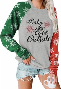 img 4 attached to Women'S Long Sleeve Christmas Shirts With Leopard And Plaid Graphic Print - Casual Xmas Holiday Top Blouse For Festive Style