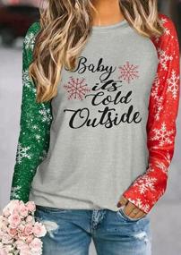 img 3 attached to Women'S Long Sleeve Christmas Shirts With Leopard And Plaid Graphic Print - Casual Xmas Holiday Top Blouse For Festive Style