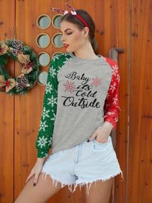 img 2 attached to Women'S Long Sleeve Christmas Shirts With Leopard And Plaid Graphic Print - Casual Xmas Holiday Top Blouse For Festive Style