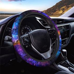 img 4 attached to Boatee Blue Galaxy Print Auto Car Steering Wheel Cover Universal 15 Inch