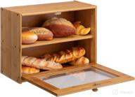 🍞 bamboo breadbox with clear window: farmhouse style bread holder for kitchen countertop storage – hollyhome large double layer bread box (self-assembly) 15.8"x 12.2"x 6.8 логотип