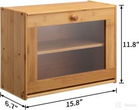 img 1 attached to 🍞 Bamboo BreadBox with Clear Window: Farmhouse Style Bread Holder for Kitchen Countertop Storage – HollyHOME Large Double Layer Bread Box (Self-Assembly) 15.8"x 12.2"x 6.8