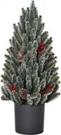 18-дюймовая высокая неосвещенная миниатюрная настольная рождественская елка со снегом, с сосновыми шишками и ягодами - праздничное украшение homcom логотип