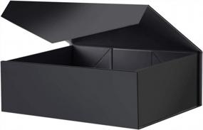 img 4 attached to 🎁 Черные подарочные коробки BLK&WH 2, размером 14x9.5x4.5 дюйма: Большие черные коробки для свидетелей с магнитными крышками и складным дизайном