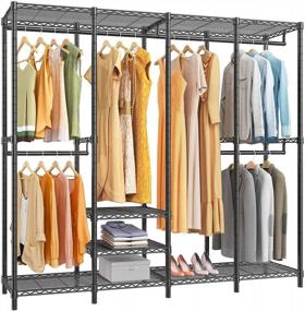 img 4 attached to VIPEK V40 Heavy Duty Clothes Rack For Hanging Garments, Multi-Functional Bedroom Clothing Wardrobe Freestanding Rack, 76"X15.7"X75.6", Max Load 900Lbs, Black