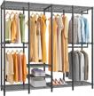 vipek v40 heavy duty clothes rack for hanging garments, multi-functional bedroom clothing wardrobe freestanding rack, 76"x15.7"x75.6", max load 900lbs, black logo