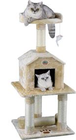 img 2 attached to 🐱 Premium Go Pet Club 45" Tall Beige Cat Scratcher Cottage - High-Quality Feline Paradise!