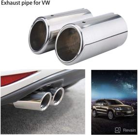 img 3 attached to 🔧 Qiilu Stainless Steel Exhaust Tips: 2.6" 63mm Inlet Muffler Tail Pipes for Tiguan Passat Touran Eos 325i 328i (Chrome Plated)