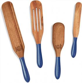 img 4 attached to Mad Hungry Spurtle - 4Pc Set Of Acacia Wood Cooking Utensils For Non-Stick Cookware - Perfect For Baking, Whisking, Smashing, Scooping, Spreading, Serving And More!