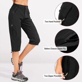 img 3 attached to Linlon Women'S Quick-Dry Cargo Capri Long Shorts For Outdoor Hiking, Camping, And Travel - Casual Straight-Leg Design