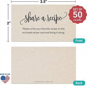 img 3 attached to 321Done Recipe Request Insert Card (Set Of 50) 3.5"X2" Rustic Kraft With Modern Script - Little Share A Recipe Card For Bridal Shower Invitation, Heavy Cardstock, Matching Recipe Cards - Made In USA