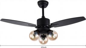 img 2 attached to TFCFL 42” Farmhouse Ceiling Fan With Light 3 Edison Bulb Chandelier Fan Black Wooden Blades Ceiling Fan Lighting Fixture For Bedroom Living Room Kitchen Restaurant (Bulb Not Included)