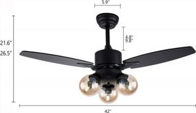 img 1 attached to TFCFL 42” Farmhouse Ceiling Fan With Light 3 Edison Bulb Chandelier Fan Black Wooden Blades Ceiling Fan Lighting Fixture For Bedroom Living Room Kitchen Restaurant (Bulb Not Included)