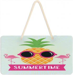 img 4 attached to Tropical Pineapple PVC Hanging Sign For Front Door Decor, Perfect For Summertime Parties And Weddings - Dallonan 6 X 11 Inch Ornament Home Decor Sign In Horizontal Orientation